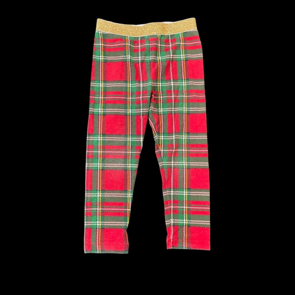 Red and Green Striped Christmas Leggings Size 3T